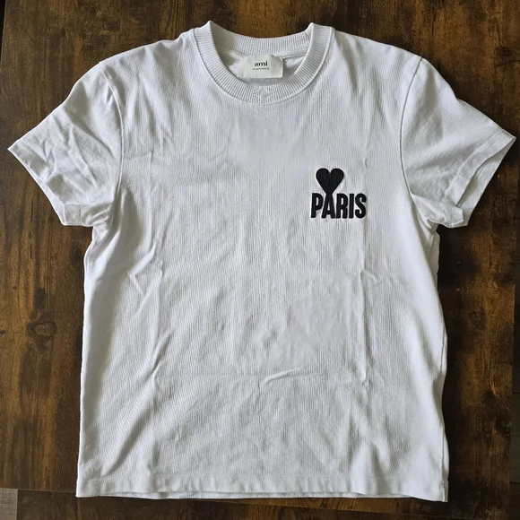 AMI Paris White T-Shirt with Paris Logo - Picture 4 of 7